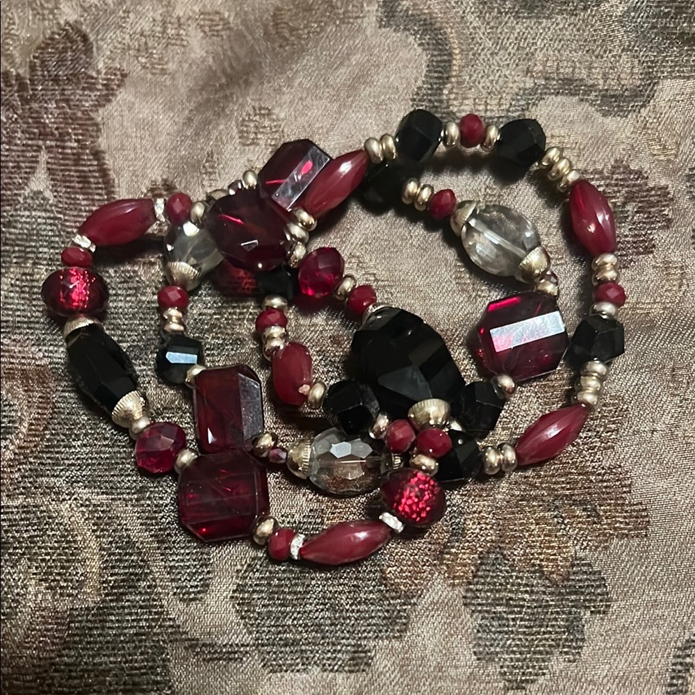 Cache Red and Black Beaded Bracelet